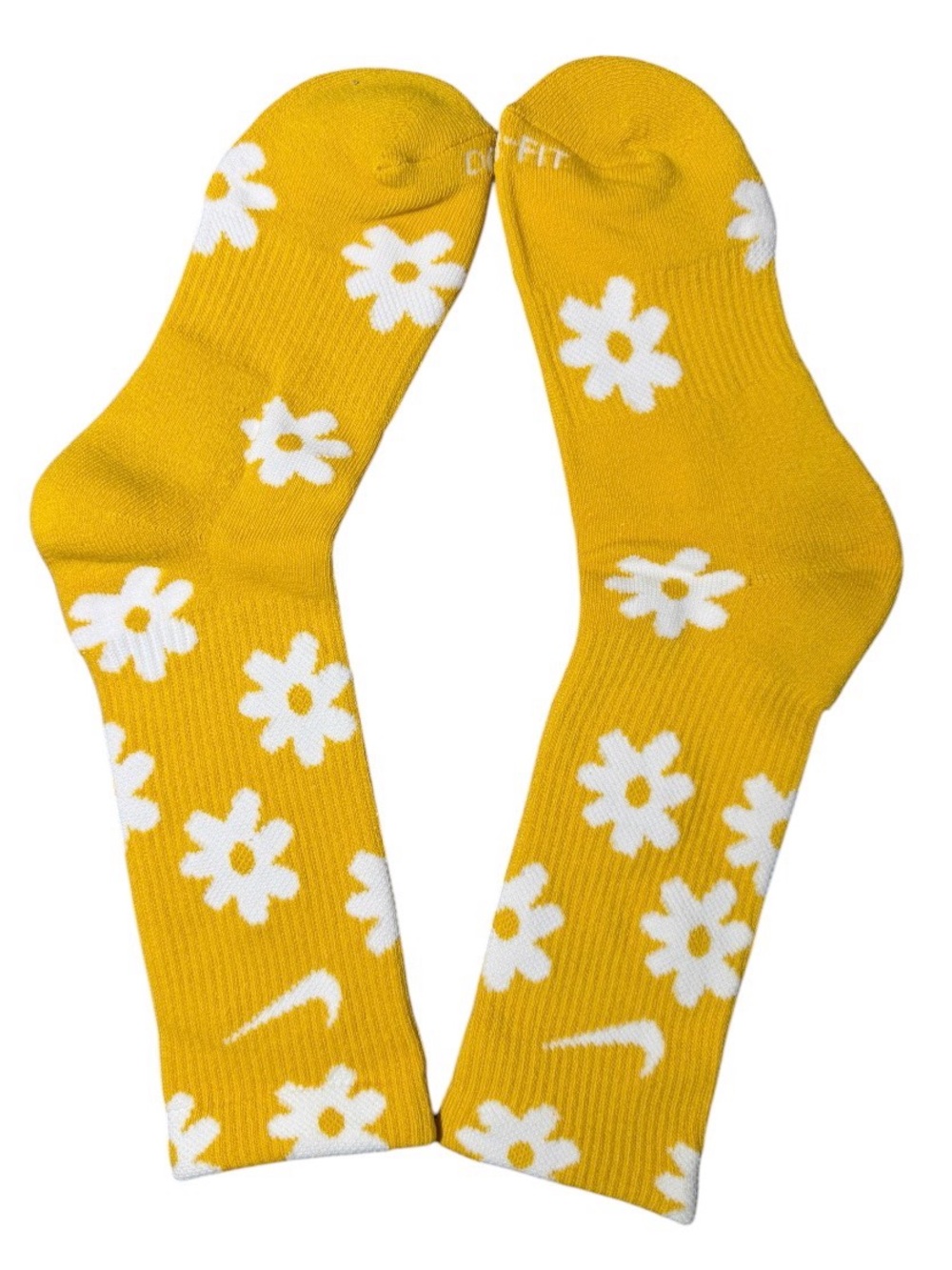 🆕 Rare Custom Nike DRI-FIT Daisy Crew Socks 💛Size Medium, NWOT - Picture 2 of 4